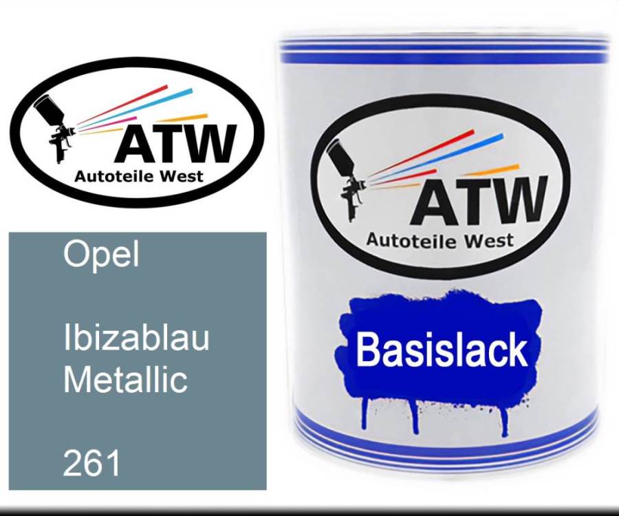 Opel, Ibizablau Metallic, 261: 1L Lackdose, von ATW Autoteile West.